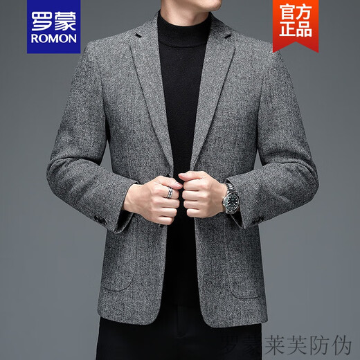 Romon ROMON brand high-end men's wool wool casual suit jacket in autumn and winter business single western middle-aged large-size solid color suit new product 606 camel 175/XL size 135-150Jin [Jin equals 0.5 kg]