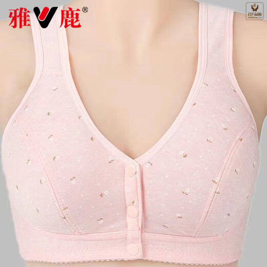 Yalu Mama bras without wires, thin section, middle-aged women's cotton push-up vest-style front buckle large size bra for middle-aged and elderly people, cost-effective, two-piece set, apricot + apricot, one size fits all, 36 yards, 85-95Jin Jin is equal to 0.5 kg
