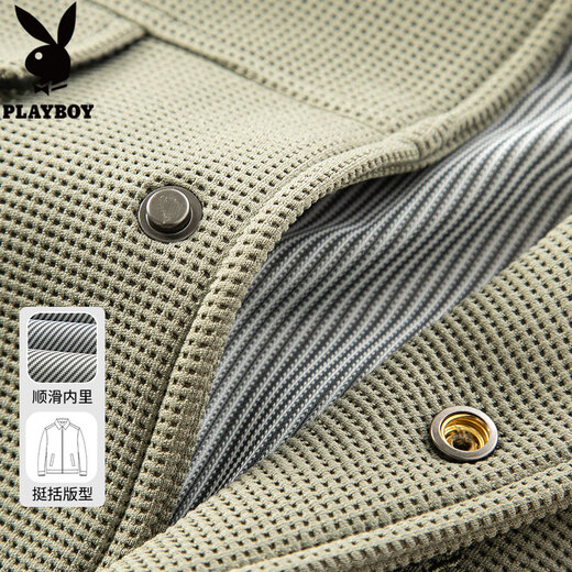 花花公子男士夹克春秋季新款潮牌百搭工装茄克衫中青年翻领高级感休闲外套