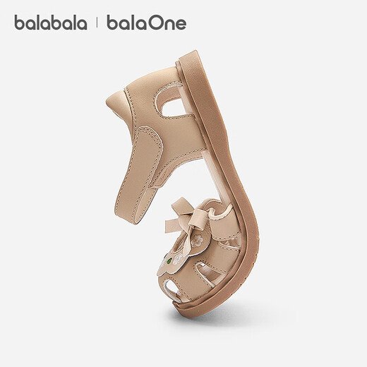 BalaOne children's shoes children's sandals girls 2026 summer new literary and national style casual shoes Khaki 50601 23 (foot length 13.8-14.2/inner length 15.1)