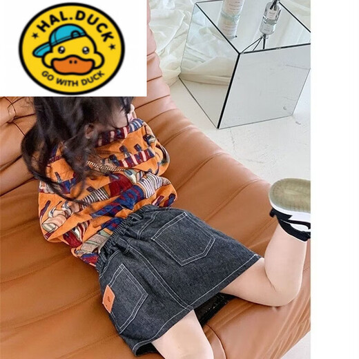 HAL.DUCK Girls' Shirts Spring and Autumn New Children's Style Retro Printed Korean-style Shirts for Children Corduroy Tops Coral Shirts 130 cm (130cm)