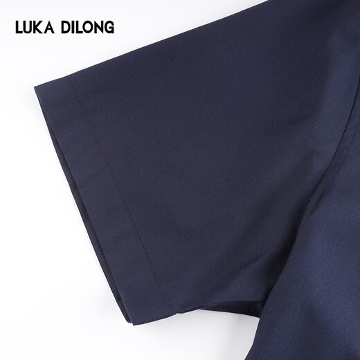 Luca Dillon Light Luxury 6A Grade Mulberry Silk Spring and Summer New Men's Cool High Elastic Smart Constant Temperature Short Sleeve Shirt Royal Blue S (46)