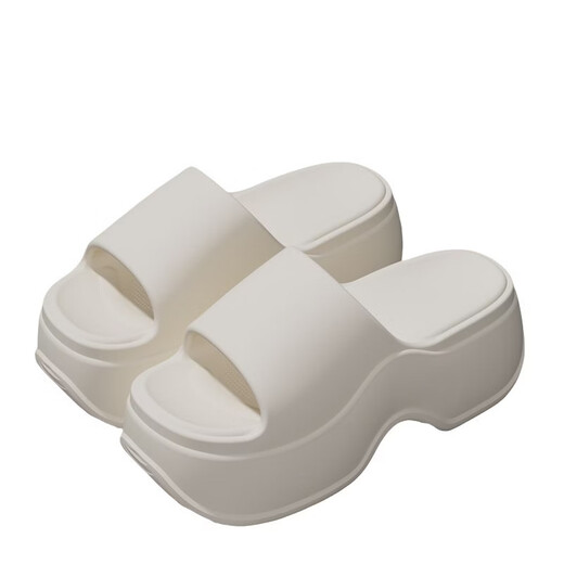 Accelerator high-heeled slippers for women summer outer wear slippers for women new thick-soled EVA slippers soft-soled sandals sandals white 37 36-size