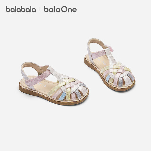 BALABALA balaOne children's shoes, children's sandals, girls' shoes, 2026 summer new colorful casual shoes, floral white tone 00301 21 (foot length 12.8-13.2/inner length 14.1)