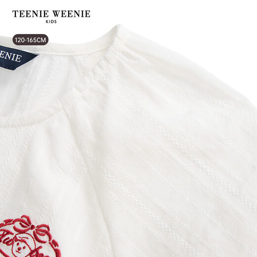 Teenie WeenieTeenie WeenieTeenie Weenie Kids bear children's clothing 26 years new style girls lady cotton jacquard puff short-sleeved shirt off-white 165cm