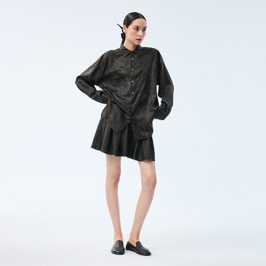 Gloria Xiangyunsha Wind Rises Flowers MAODUN Joint Series Gloria Men's and Women's Shirts 1F3L3E440 78X Black Brown Two-Color S