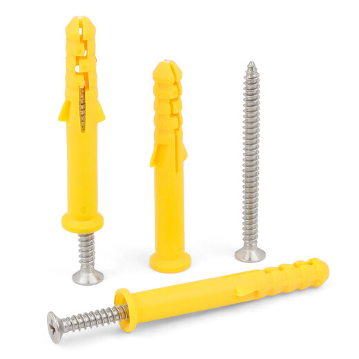 Huxin stainless steel small yellow croaker plastic expansion tube expansion screw expansion plug rubber plug wall plug expansion bolt 6/8/10mm self-tapping screw M6*60+ stainless steel nails (50 sets)