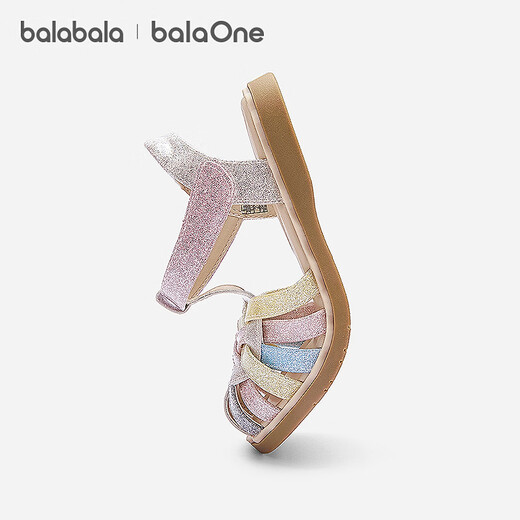 BALABALA balaOne children's shoes, children's sandals, girls' shoes, 2026 summer new colorful casual shoes, floral white tone 00301 21 (foot length 12.8-13.2/inner length 14.1)