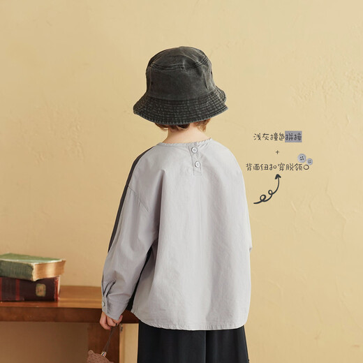 Yantaijia children's clothing children's pure cotton printed shirt spring clothes super good-looking baby tops boys long-sleeved T-shirt dark gray 130