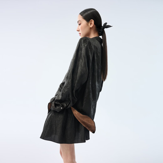 Gloria Xiangyunsha Wind Rises Flowers MAODUN Joint Series Gloria Men's and Women's Shirts 1F3L3E440 78X Black Brown Two-Color S