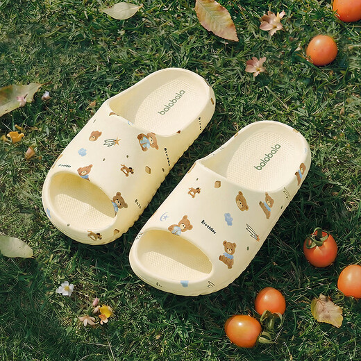 Balabala children's shoes, children's slippers, boys and girls, 2026 new summer cartoon children's fun printed home shoes, yellow tone 00333 40 (inner length 24, suitable for feet of sizes 37-38)