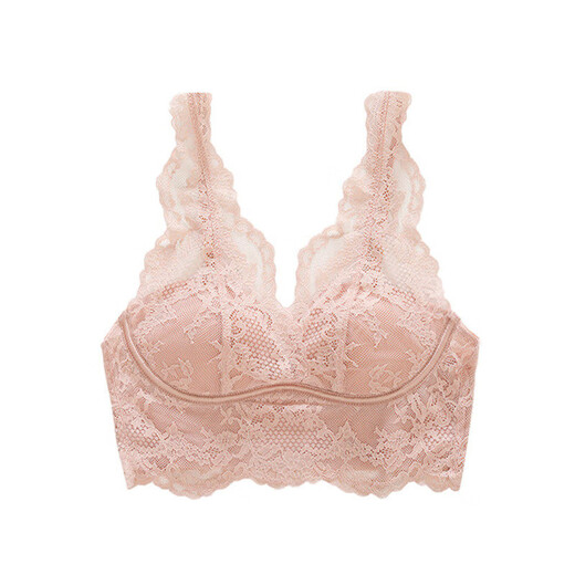 MOXTOC Beautiful Back Bra Women's Wireless Lace Beautiful Back Bra Sexy Luxury Inner Bottoming Vest Black (Bra Underwear) S (70ABC-75A)