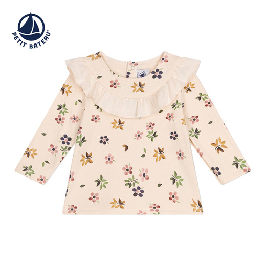 PETIT BATEAU small sailing boat autumn infant lace floral cotton top A0B3C beige 73 cm