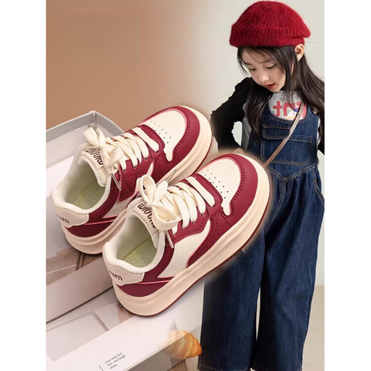Dr. Jiang Toddler Shoes Children's Shoes Sports Shoes 2025 Spring and Autumn New Girls Soft Sole Anti-Slip Medium and Large Children's Casual Red Cut Label Removed Cabinet 33 Inner Length Approximately 20.2cm