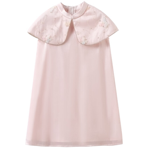 Haqi children's clothing sweet pink girls dress Qianjin style shawl mid-length skirt children's new Chinese dress skirt 2026 summer pink 110