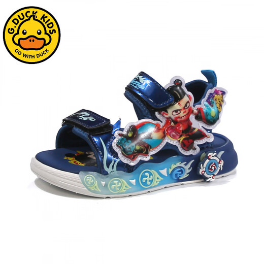 G.duck Nezha Sandals Boys Summer 2026 New Children's Sports Beach Shoes for Big Boys Cartoon Sandals Soft Bottom Black 33