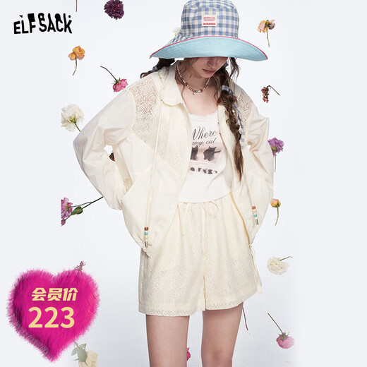 Fairy's Pocket Off-White Lace Shorts Two-piece Suit for Women 2025 Early Autumn New Style Small Casual Fashion Lace Off-White M