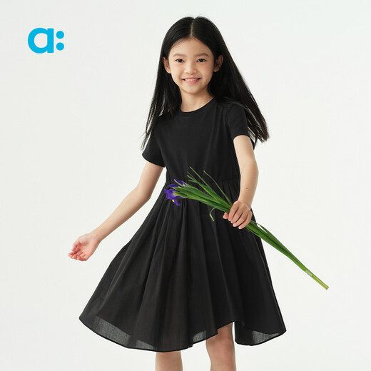 Youlan (ALLBLU) allblu Youlan QQ cotton children's long-staple cotton dress girls 26 spring and summer new type A soft and comfortable tap dance black 100 cm