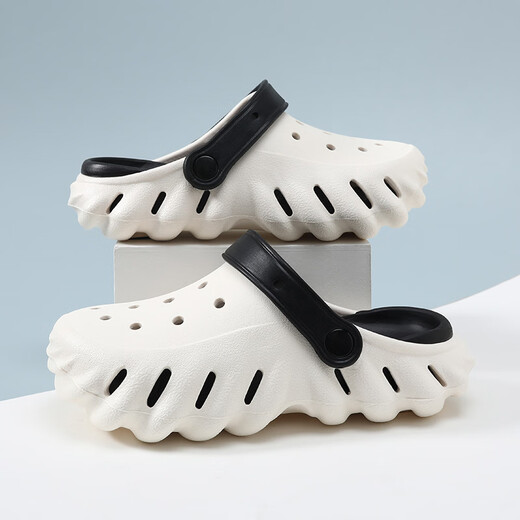 Children's slippers, boys' clogs, summer new style, medium and large children's sandals, girls' beach kids' casual one-shoes, two-wear, white and black 28 (-29 is suitable for feet of size 28-29)