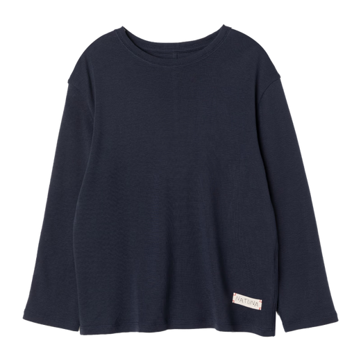 Naju Tencel wool children's moisture-absorbent sports sweat-wicking bottoming T-shirt for boys and girls breathable long-sleeved tops navy blue ready-made 130 cm