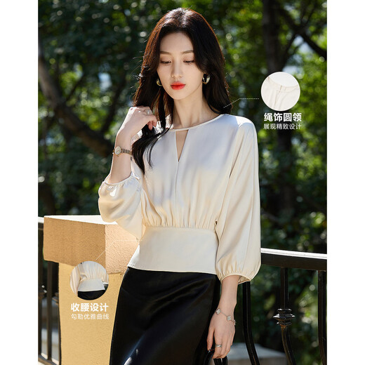 Demana Silky Drape Summer Elegant Satin Glossy Silk Shirt Pleated Strap Sleeve Shirt Women's Top