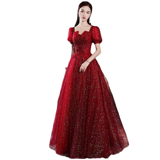 Mofu Toast Wear Bridal 2026 Spring and Autumn Red Wedding Banquet Puffy Gauze Skirt Engagement Evening Gown Skirt Lotus Pink XS