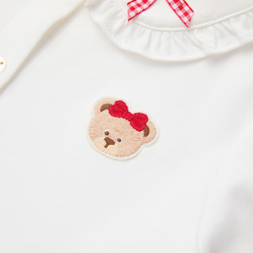 PawinPaw Cartoon Bear Children's Clothing 26 Years Baby Girl Lapel Shirt Loose Ivory White 110