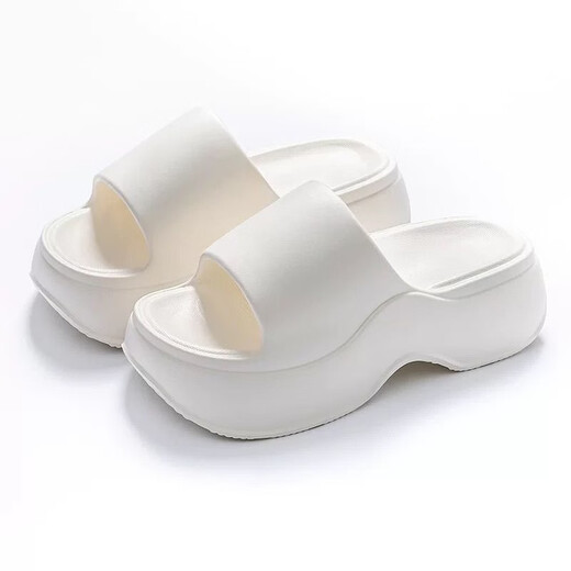 Accelerator high-heeled slippers for women summer outer wear slippers for women new thick-soled EVA slippers soft-soled sandals sandals white 37 36-size