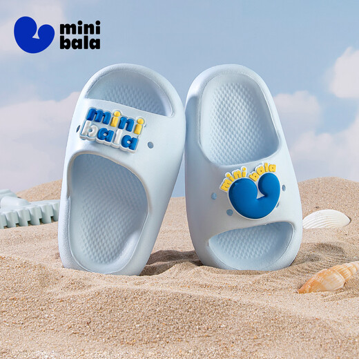 Minibala children's shoes, children's slippers, summer new style, breathable, wear-resistant, cute flip-flops for boys and girls, indoor and outdoor home shoes, blue (recommended to go up 1-2 sizes) 25, sole size 150mm (foot length 12.0-12.7)