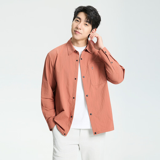 Lilang Shopping Mall Same Style Casual Long-Sleeved Shirt Men's Spring Style 26 New Sunscreen Shirt Cool Men's Shirt Jacket Orange Red (26CXC6022Y) L 170/88A