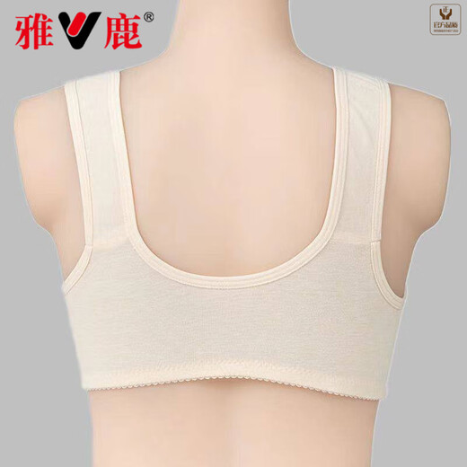 Yalu Mama bras without wires, thin section, middle-aged women's cotton push-up vest-style front buckle large size bra for middle-aged and elderly people, cost-effective, two-piece set, apricot + apricot, one size fits all, 36 yards, 85-95Jin Jin is equal to 0.5 kg