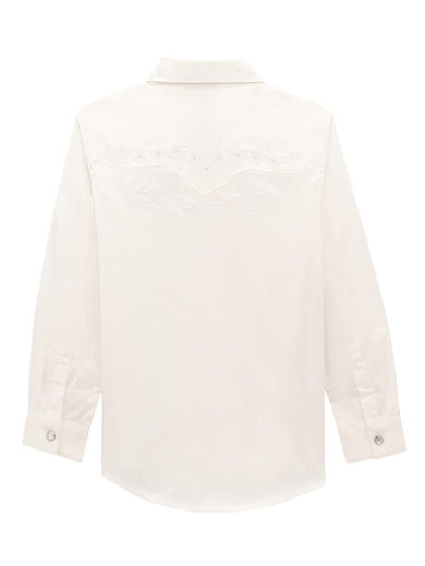 Wrangler Girls' Long Sleeve Western Snap-Down Shirt, White, S White S