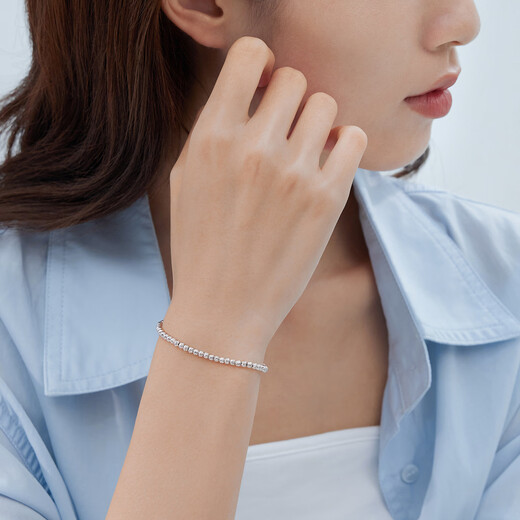 Lukfook Jewelry Platinum 950 Watermelon Beads Turned Sparkling Platinum Bracelet Price F63P0039DS 6.39g (including labor cost 665 yuan)