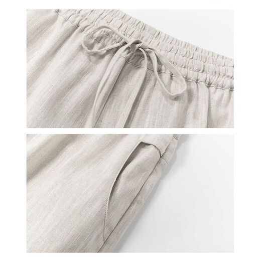 JEEP SPIRIT Jeep pantalones de lino finos de pierna ancha nuevo estilo chino linterna pantalones de nueve puntos gris verde 3XL