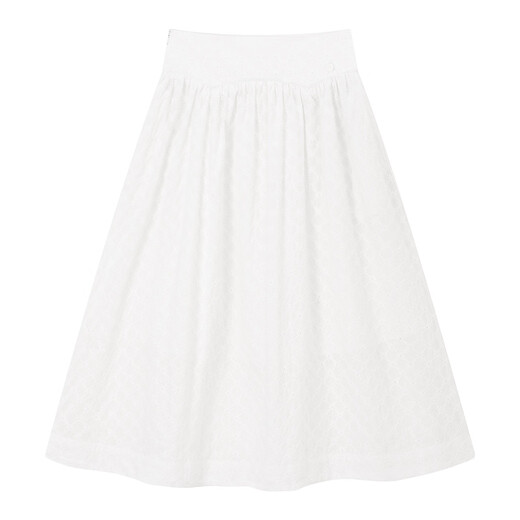 ELLE KIDS French resort style three-dimensional embroidered cotton A-line skirt for girls summer new versatile high-waisted mid-length skirt