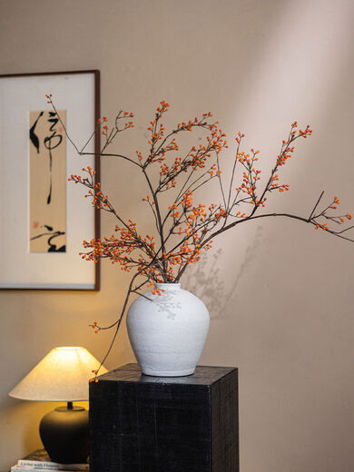 Simulation-like realistic fake furnishings for the living room table art dried fruits and dried branches decorations bionic wabi-sabi short clay pot + 100 oranges 1 piece + 183 oranges 1 piece