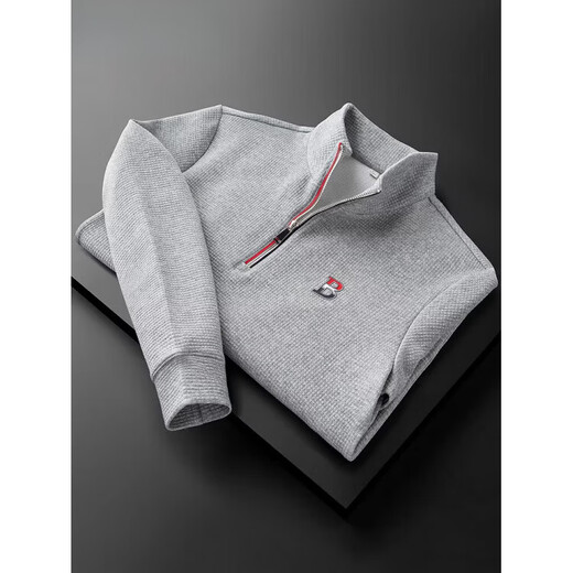 B PRORSUM Burberry zipper stand collar sweatshirt spring and autumn new fashion trend slim men's cotton T-shirt black M 165