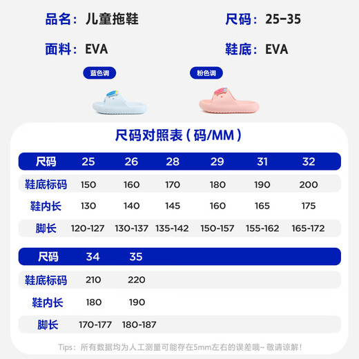 Minibala children's shoes, children's slippers, summer new style, breathable, wear-resistant, cute flip-flops for boys and girls, indoor and outdoor home shoes, blue (recommended to go up 1-2 sizes) 25, sole size 150mm (foot length 12.0-12.7)