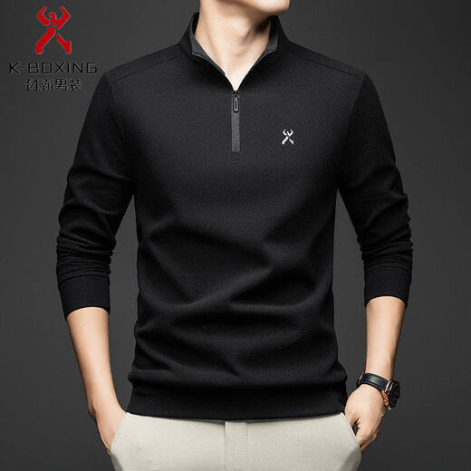 KBHONG men's stand-up collar sweatshirt business casual long-sleeved T-shirt comfortable commuting wear base layer light luxury orange JX-7189 M weight 95-110Jin Jin equals 0.5 kg