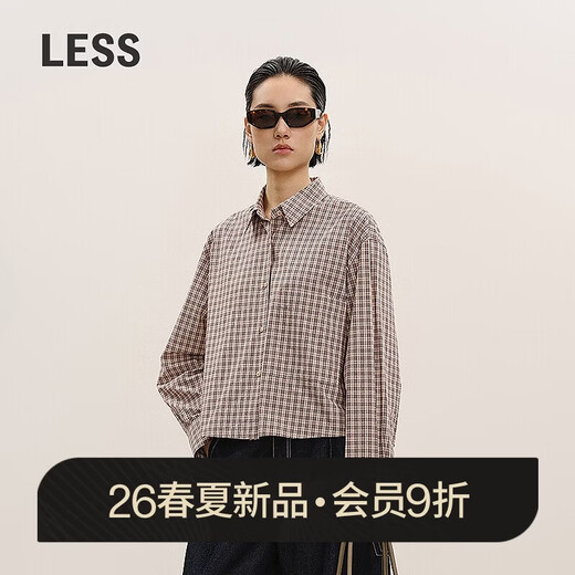 LESSLESSLESSLESSLESS 2026 spring new short cotton loose long-sleeved shirt 2Q2214440 293 red khaki L