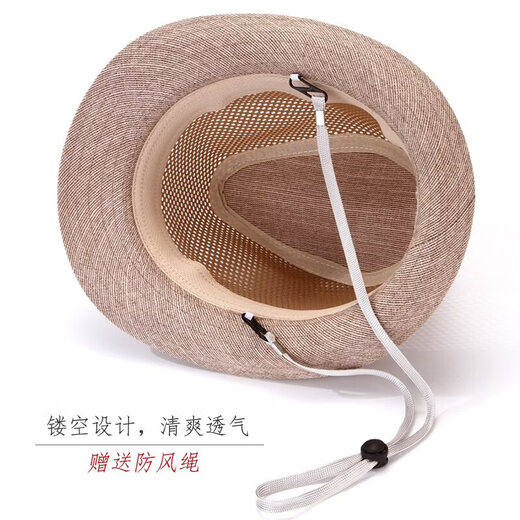 Sombrero Sombrero de verano para hombres Protección solar de mediana edad y ancianos Sombrero para el sol Sombrero fresco transpirable Sombrero de paja de malla Sombrero para el sol para hombre viejo Caqui oscuro M (57-58 cm) Cuerda a prueba de viento + soporte para sombrero