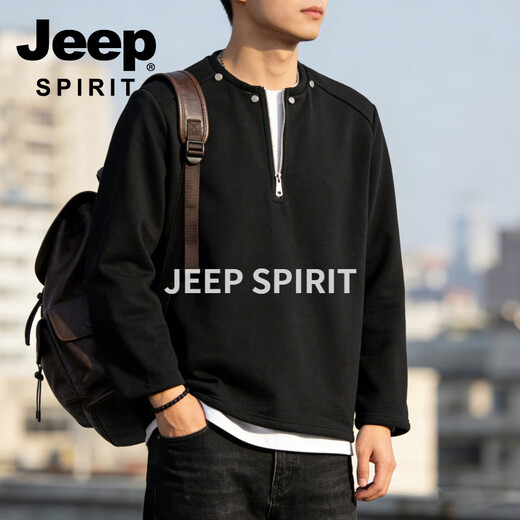 JEEP SPIRIT half-zip sweatshirt men's American retro cardigan sweatshirt couple tops trendy casual sports long-sleeved jacket for men gray M 80 - 105 Jin Jin is equal to 0.5 kg