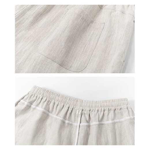 JEEP SPIRIT Jeep pantalones de lino finos de pierna ancha nuevo estilo chino linterna pantalones de nueve puntos gris verde 3XL