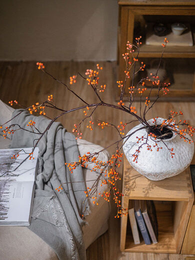 Simulation-like realistic fake furnishings for the living room table art dried fruits and dried branches decorations bionic wabi-sabi short clay pot + 100 oranges 1 piece + 183 oranges 1 piece