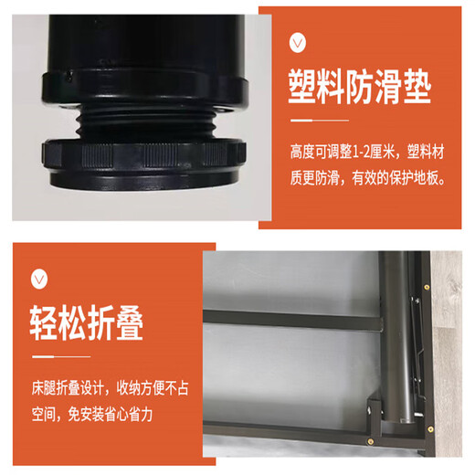 彩色柠檬家用加厚乳胶折叠床午休床成人加固简易单人床小户型拼床酒店加床 深灰色乳胶加椰棕款 90cm宽*200cm长*49cm高