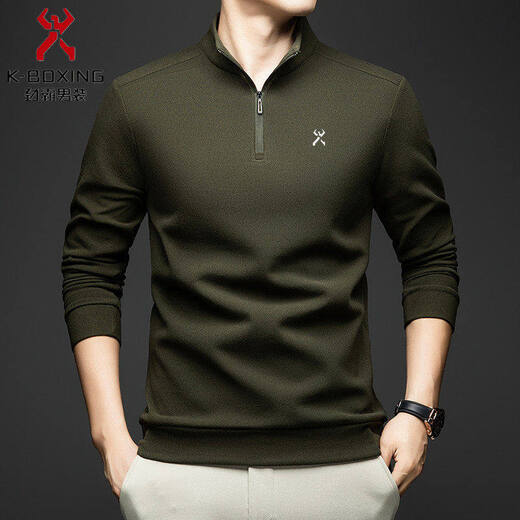 KBHONG men's stand-up collar sweatshirt business casual long-sleeved T-shirt comfortable commuting wear base layer light luxury orange JX-7189 M weight 95-110Jin Jin equals 0.5 kg