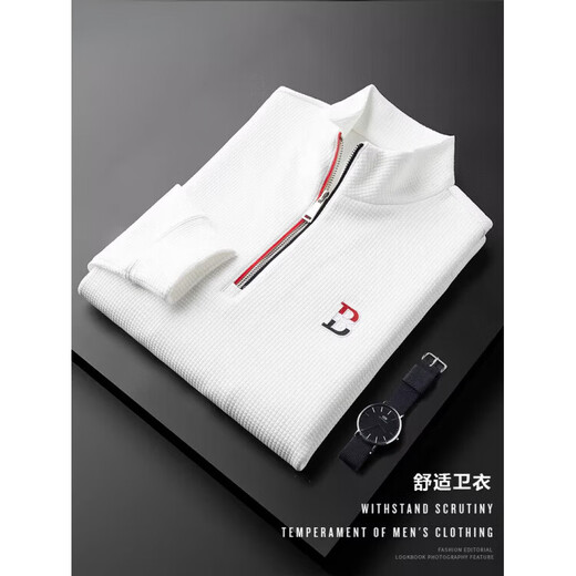 B PRORSUM Burberry zipper stand collar sweatshirt spring and autumn new fashion trend slim men's cotton T-shirt black M 165