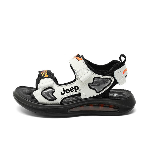 JEEP Boys' Shoes 2024 Summer New Beach Casual Children's Sandals Comfortable, Lightweight Soft Soled Girls' Shoes Trendy Brand 9005 White Orange 26 / Inner Length About 16.5cm