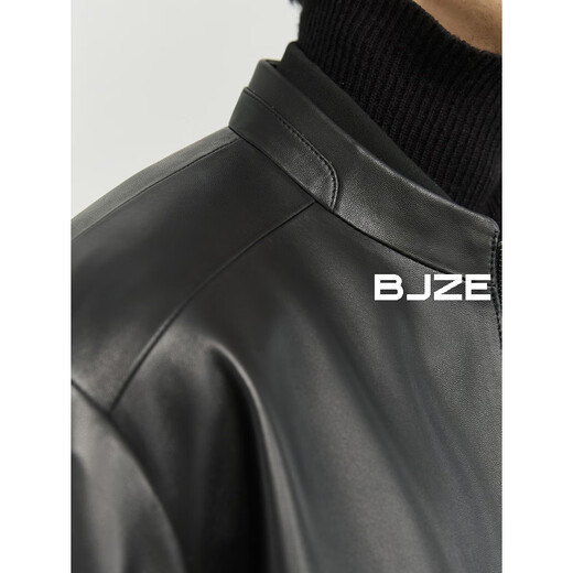 Piaget Zall BJZE men's 24 winter new high-end genuine leather jacket men's small stand-up collar executive commuting sheepskin jacket jet black 2XL