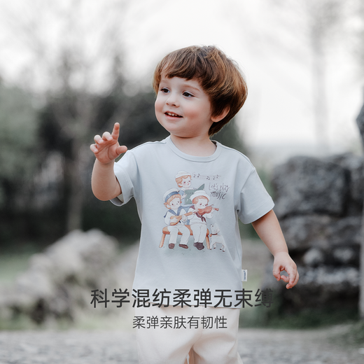 OAK FAMILY new product summer 2026 children's clothing girls' comfortable short-sleeved tops t-shirt breathable clothes pure cotton quick-drying and sweat-wicking sage green 80